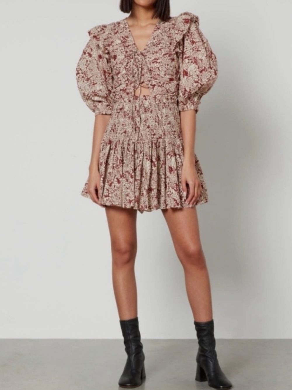 NWT Sea New York Priya Print Puff Sleeve Romper